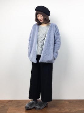 「SpRay（スプレイ）のアイテム（ノーカラージャケット）」を使った、いぴさん（レディース・152cm）の冬コーディネート