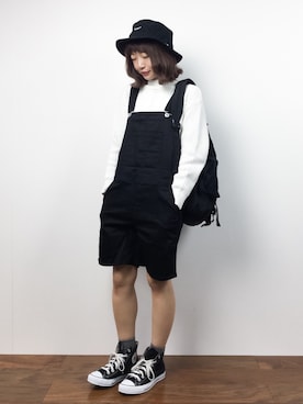 「Dickies（ディッキーズ）のアイテム（オールインワン・サロペット）」を使った、いぴさん（レディース・152cm）の冬コーディネート