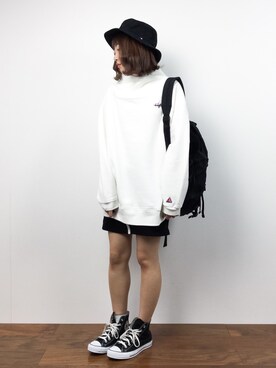 「ゆるカジ」｜「アイテム（スウェット）」を使った、いぴさん（レディース・152cm）の冬コーディネート