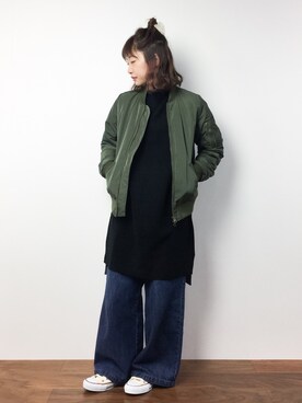 「Another Edition（アナザーエディション）のアイテム（MA-1）」を使った、いぴさん（レディース・152cm）の冬コーディネート