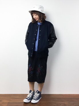 「L.H.P（エルエイチピー）のアイテム（スタジャン）」を使った、いぴさん（レディース・152cm）の冬コーディネート