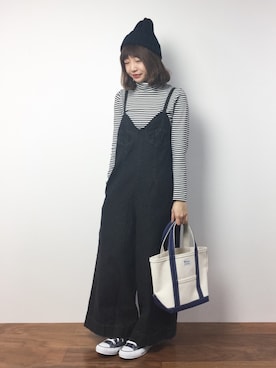 「Factor=（ファクターイコール）のアイテム（オールインワン・サロペット）」を使った、いぴさん（レディース・152cm）の冬コーディネート