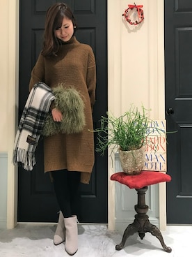 「Banner Barrett（バナーバレット）のアイテム（ブーツ）」を使った、minaminさん（レディース・163cm）の冬コーディネート