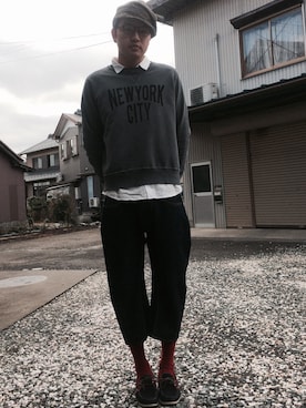 「Scye（サイ）のアイテム（デニムパンツ）」を使った、たくじさん（メンズ・179cm）の冬コーディネート