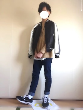 「肩掛け」｜「アイテム（ブルゾン）」を使った、たいがさん（メンズ・172cm）の秋コーディネート