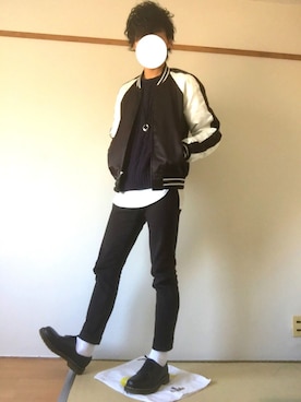 「GU（ジーユー）のアイテム（ブルゾン）」を使った、たいがさん（メンズ・172cm）の秋コーディネート