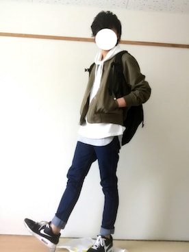 「RAGEBLUE（レイジブルー）のアイテム（MA-1）」を使った、たいがさん（メンズ・172cm）の秋コーディネート