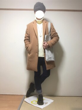 「RAGEBLUE（レイジブルー）のアイテム（チェスターコート）」を使った、たいがさん（メンズ・172cm）の秋コーディネート