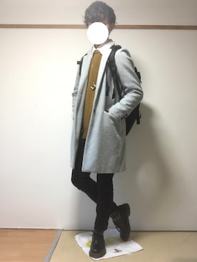 「RAGEBLUE（レイジブルー）のアイテム（チェスターコート）」を使った、たいがさん（メンズ・172cm）の秋コーディネート