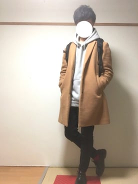 「RAGEBLUE（レイジブルー）のアイテム（チェスターコート）」を使った、たいがさん（メンズ・172cm）の冬コーディネート