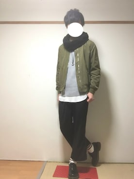 「RAGEBLUE（レイジブルー）のアイテム（MA-1）」を使った、たいがさん（メンズ・172cm）の冬コーディネート