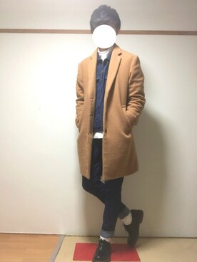 「RAGEBLUE（レイジブルー）のアイテム（チェスターコート）」を使った、たいがさん（メンズ・172cm）の冬コーディネート