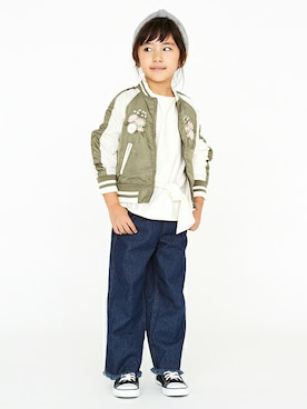 「petit main（プティマイン）のアイテム（ブルゾン）」を使った、kladskap　クレードスコープさん（キッズ・114cm）の秋コーディネート