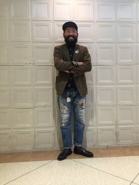 「Scye（サイ）のアイテム（テーラードジャケット）」を使った、tomoakiniheiさん（メンズ・173cm）の冬コーディネート