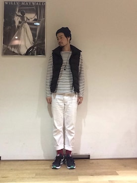 「Steven Alan（スティーブンアラン）のアイテム（ニットキャップ/ビーニー）」を使った、Kenta Sakakibaraさん（メンズ・171cm）の冬コーディネート