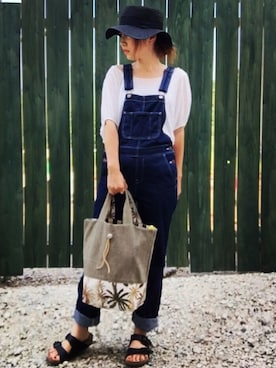 「トートバック」｜「アイテム（オールインワン・サロペット）」を使った、♥︎ami♥︎さん（レディース・153cm）の春コーディネート