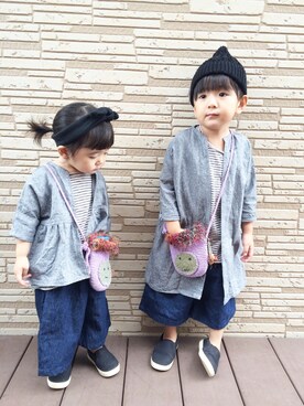 「チャイハネ（チャイハネ）のアイテム（バッグ）」を使った、yunaa さん（キッズ・100cm）の秋コーディネート