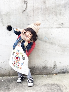 「CIAOPANIC TYPY（チャオパニックティピー）のアイテム（デニムジャケット）」を使った、yunaa さん（キッズ・90cm）の秋コーディネート