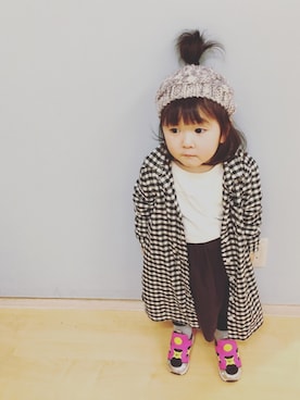 「アイテム（シャツワンピース）」を使った、yunaa さん（キッズ・90cm）の冬コーディネート