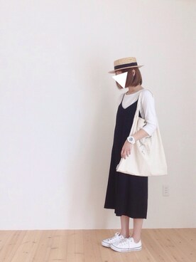 「actuel（アクチュエル）のアイテム（つなぎ/オールインワン）」を使った、ｐoｃo.さん（レディース・159cm）の夏コーディネート