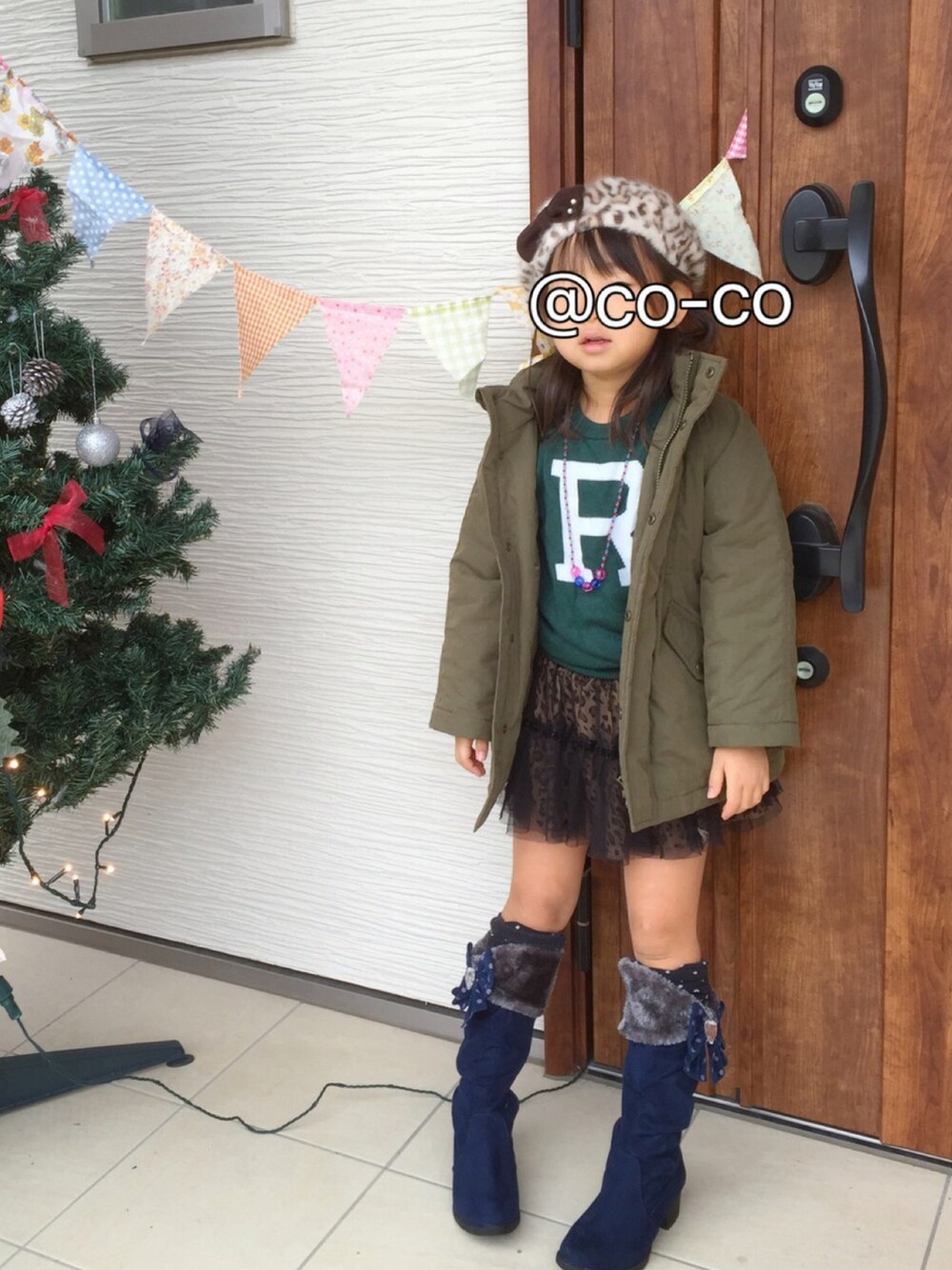 「Right-on KIDSのアイテム（ハンチング/ベレー帽、その他）」を使った、tomotoさん（キッズ・120cm）の冬コーディネートの1枚目の写真