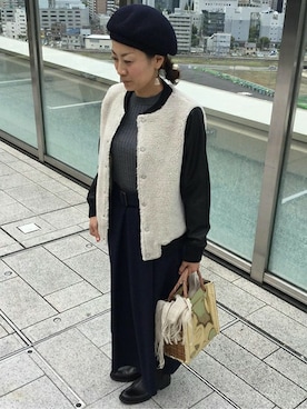 「BOEMOS（ボエモス）のアイテム」を使った、越野さん（レディース・156cm）の秋コーディネート