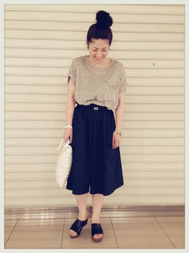 「ADAM ET ROPE'（アダムエロペ）のアイテム（サンダル）」を使った、KANEKOさん（レディース・155cm）の春コーディネート