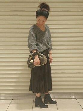 KANEKOさんの「タフタアコーディンプリーツスカート」を使ったコーディネート