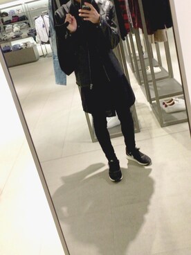 「ZARA（ザラ）のアイテム（ライダースジャケット、ブラック系）」を使った、ゆうひさん（メンズ・168cm）の秋コーディネート
