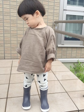 「息子」｜「アイテム（レインシューズ）」を使った、hibinoteさん（キッズ・90cm）の夏コーディネート