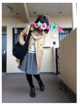 「Samansa Mos2（サマンサ モスモス）のアイテム（トレンチコート）」を使った、kayonさん（レディース・158cm）の春コーディネート