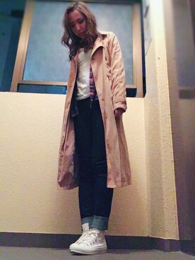 「アキコーデ」｜「アイテム（トレンチコート）」を使った、ゆぅらさん（レディース・157cm）の秋コーディネート