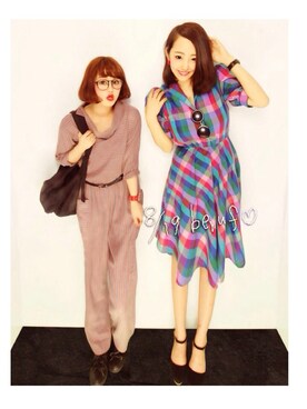 「アイテム（つなぎ/オールインワン、ベージュ系）」を使った、goto chisatoさん（レディース・155cm）の夏コーディネート