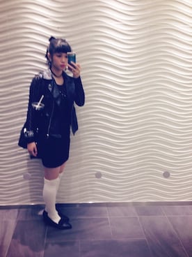 「LIVE」｜「アイテム（ライダースジャケット）」を使った、misaさん（レディース・165cm）の冬コーディネート