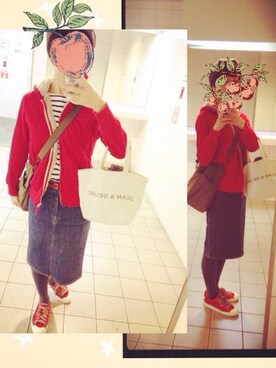 「無印良品（ムジルシリョウヒン）のアイテム（Tシャツ/カットソー、ホワイト系）」を使った、きのこさん（レディース・157cm）の秋コーディネート