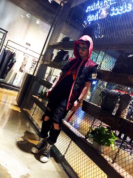 「DRKSHDW by RICK OWENS（ダークシャドウ バイ リックオウエンス）のアイテム（ブーツ）」を使った、Benzoさん（メンズ・175cm）の春コーディネート