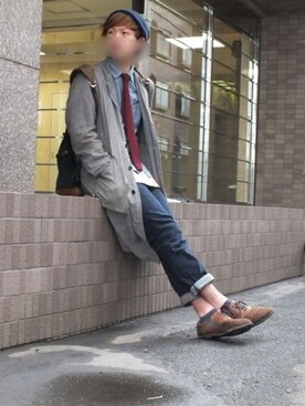「CABANE de ZUCCa（カバンドズッカ）のアイテム（その他アウター）」を使った、satoさん（メンズ・178cm）の冬コーディネート
