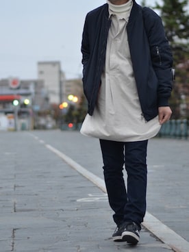 「OLIVER PEOPLES」｜「アイテム（ブルゾン）」を使った、satoさん（メンズ・178cm）の秋コーディネート