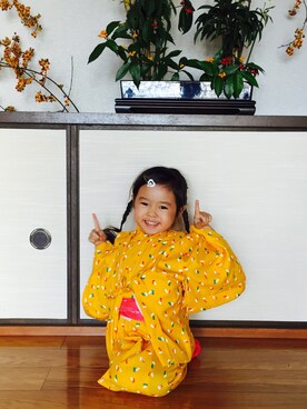 「正月」｜「アイテム（浴衣）」を使った、ricchanさん（キッズ・90cm）の冬コーディネート
