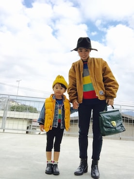 「GAP（ギャップ）のアイテム（ブルゾン）」を使った、ricchanさん（キッズ・90cm）の冬コーディネート