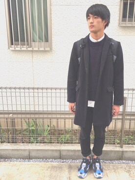 「アイテム（チェスターコート）」を使った、リョウさん（メンズ・182cm・10代）の秋コーディネート