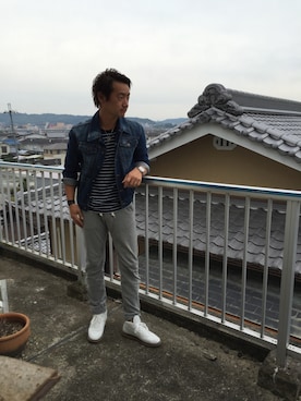 「Yves Saint Laurent（イヴサンローラン）のアイテム（デニムジャケット）」を使った、Michaelさん（メンズ・176cm）の秋コーディネート
