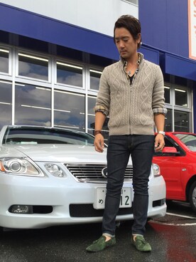 「アイテム（モカシン/デッキシューズ、グリーン系）」を使った、Michaelさん（メンズ・176cm）の秋コーディネート