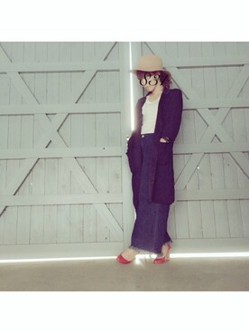 「gaRonのアイテム（ハット、ベージュ系）」を使った、®️unaさん（レディース・150cm）の秋コーディネート