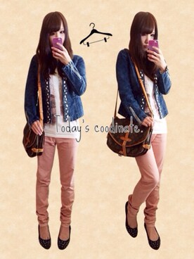「Lady Girlsのビジューデニムジャケット（デニムジャケット、ブルー系）」を使った、***さん（レディース・154cm）の夏コーディネート