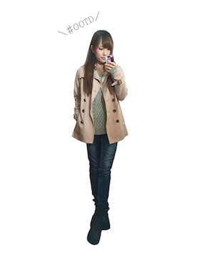 「iPhoneケース」｜「アイテム（ジャケット/アウター）」を使った、***さん（レディース・154cm）の冬コーディネート