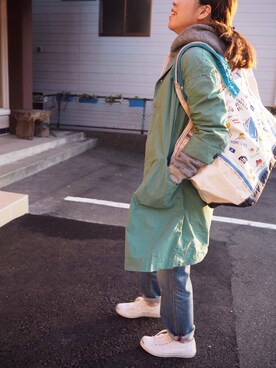 「OMNIGOD（オムニゴッド）のアイテム（トレンチコート）」を使った、clever elephantさん（レディース・153cm）の冬コーディネート