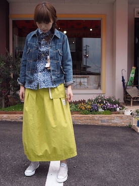「OMNIGOD（オムニゴッド）のアイテム（デニムジャケット）」を使った、clever elephantさん（レディース・164cm）の春コーディネート