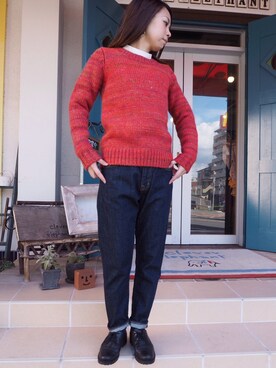 「テーパードデニム」｜clever elephantさん（レディース・153cm）の冬コーディネート