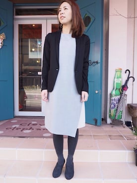 「グレーワンピース」｜「アイテム（ブーティ）」を使った、clever elephantさん（レディース・153cm）の冬コーディネート